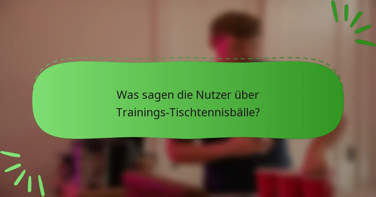 Was sagen die Nutzer über Trainings-Tischtennisbälle?