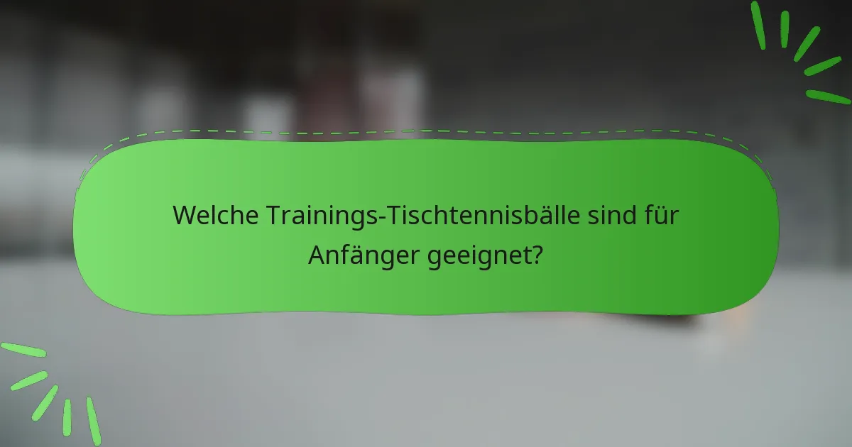 Welche Trainings-Tischtennisbälle sind für Anfänger geeignet?